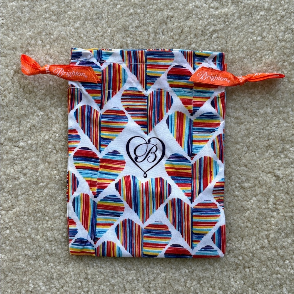 Brighton Drawstring Bag Heart Pattern Rainbow Small 4.5 x 6